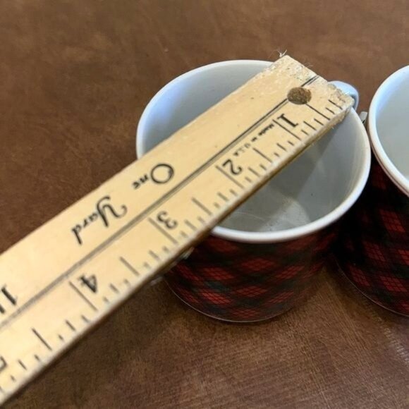 Set Of 4 Toscany Plaid Mugs Red & Black Ceramic 3" Tall Japan - Picture 5 of 5